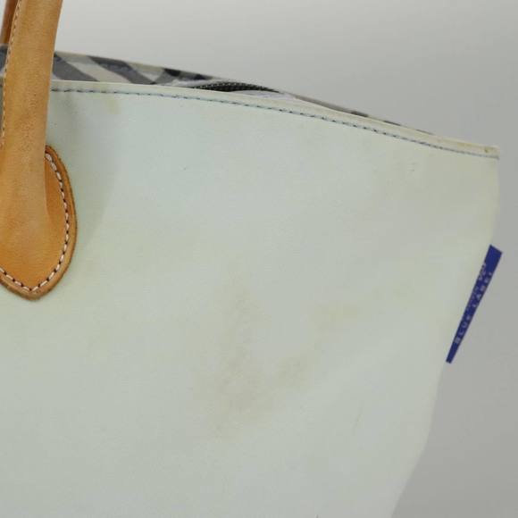 Burberrys Blue Label Tote Bag Nylon Leather Light Blue Brown Silver Auth ti2219 - Picture 5 of 16